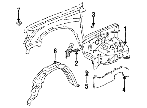 1994 Toyota T100 Inner Components - Fender Diagram