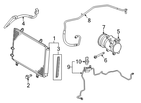2013 Toyota Camry A/C Condenser, Compressor & Lines Diagram