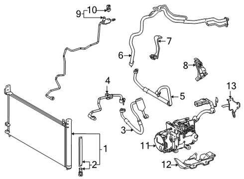 2018 Toyota Mirai A/C Condenser, Compressor & Lines Diagram