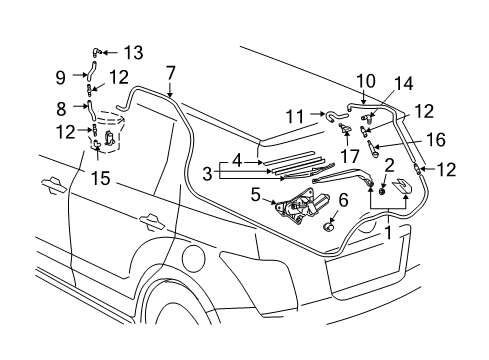 2006 Scion xA Lift Gate - Wiper & Washer Components Diagram