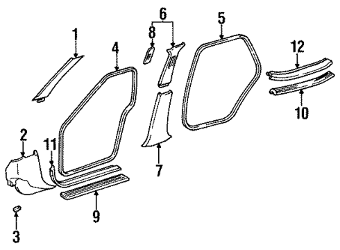 1999 Toyota Avalon Interior Trim - Pillars, Rocker & Floor Diagram