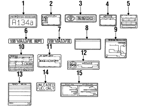 1998 Toyota Celica Information Labels Diagram