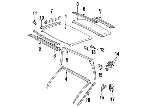 1992 Toyota Supra Roof, Exterior Trim Diagram