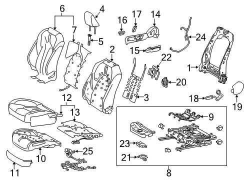 2020 Toyota Avalon Passenger Seat Components Diagram