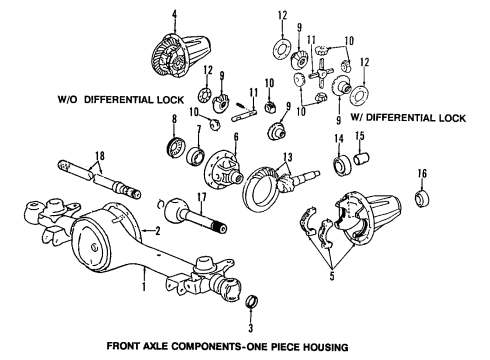 1992 Toyota Land Cruiser Front Axle, Differential, Propeller Shaft Diagram
