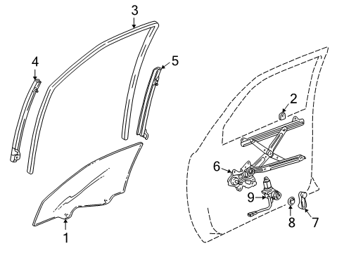 1997 Toyota Camry Run Channel, Passenger Side Diagram for 68141-AA020