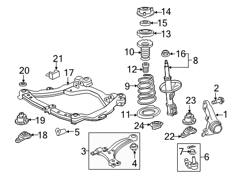 2013 Toyota Camry Front Suspension, Lower Control Arm, Stabilizer Bar, Suspension Components Diagram