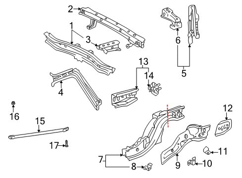 2003 Toyota MR2 Spyder Rear Floor & Rails Diagram