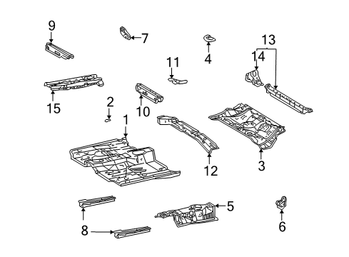 2004 Toyota Matrix Pillars, Rocker & Floor - Floor & Rails Diagram