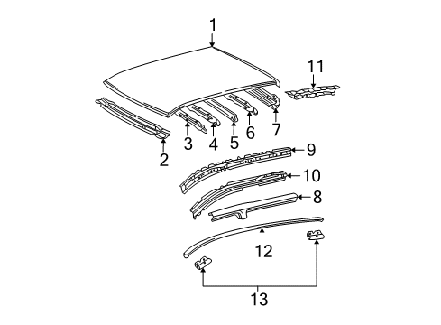 2007 Toyota Corolla Roof & Components, Exterior Trim Diagram