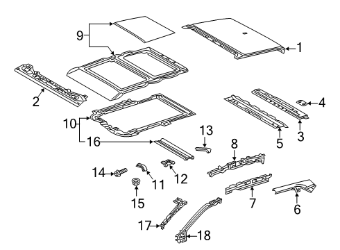 2023 Toyota RAV4 Prime Roof & Components Diagram