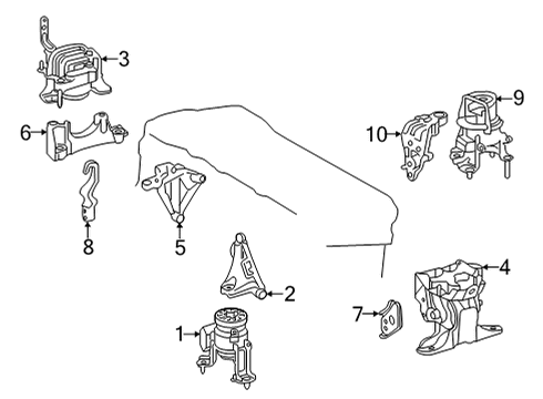 2023 Toyota RAV4 Prime Engine & Trans Mounting Diagram