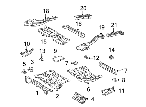 2004 Toyota Solara Rear Body - Floor & Rails Diagram
