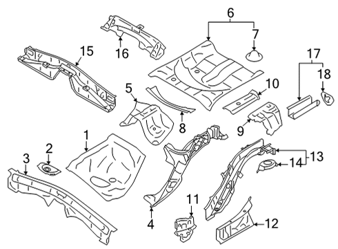 2022 Toyota GR86 Rear Floor & Rails Diagram
