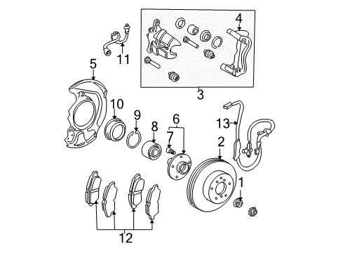 2005 Toyota Sienna Front Speed Sensor, Driver Side Diagram for 89543-08030