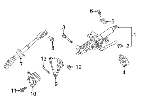 Shaft Assembly, Steering Intermediate Diagram for 45220-42010
