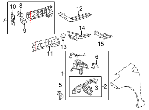 2012 Toyota Yaris Structural Components & Rails Diagram