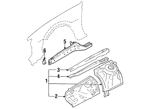 1991 Toyota Cressida Fender - Inner Structure & Rails Diagram