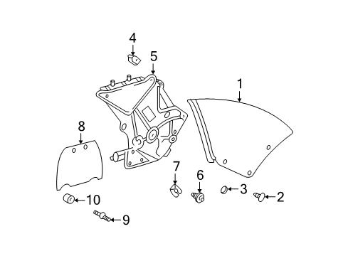 2000 Toyota Solara Quarter Panel - Glass & Hardware Diagram