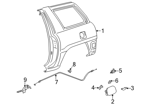 1999 Toyota RAV4 Quarter Panel & Components Diagram 1 - Thumbnail
