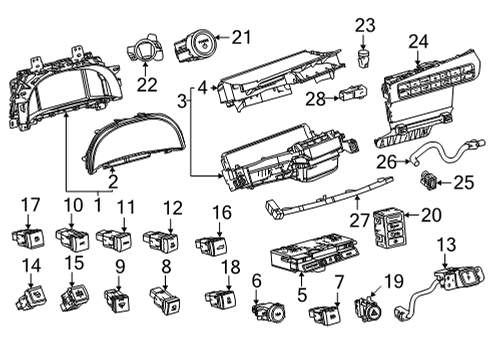 2022 Toyota Mirai Cluster & Switches, Instrument Panel Diagram