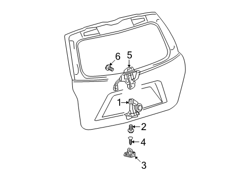 2009 Toyota Highlander Glass & Hardware - Back Glass Diagram