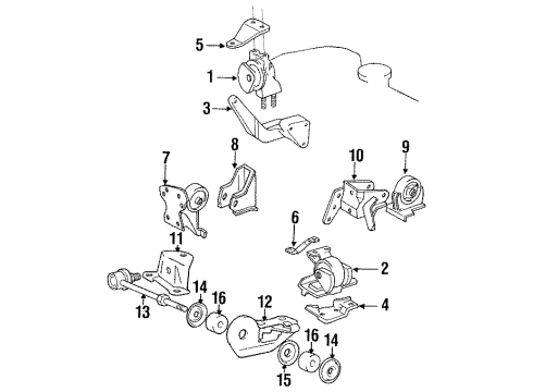 1994 Toyota MR2 Engine & Trans Mounting Diagram