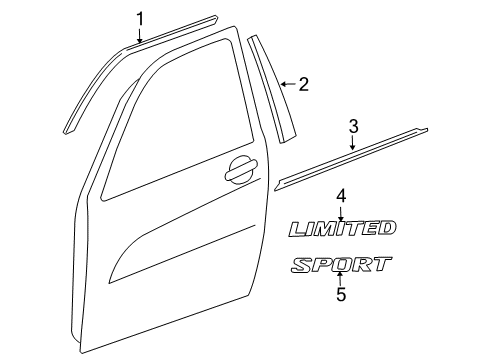 2010 Toyota RAV4 Exterior Trim - Front Door Diagram