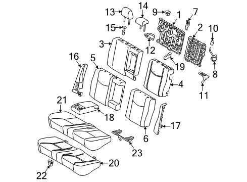 2010 Toyota Prius Rear Seat Components Diagram