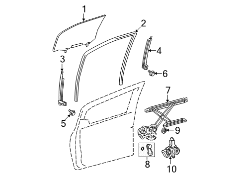 2012 Toyota Yaris Front Door - Glass & Hardware Diagram