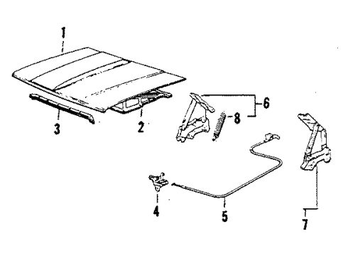 1986 Toyota Cressida Hood & Components Diagram