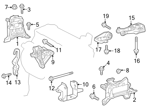 2022 Toyota Corolla Engine & Trans Mounting Diagram