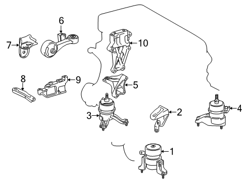 2017 Toyota Avalon Engine & Trans Mounting Diagram