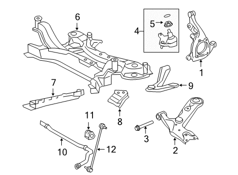 2010 Toyota RAV4 Front Suspension Components, Lower Control Arm, Stabilizer Bar Diagram