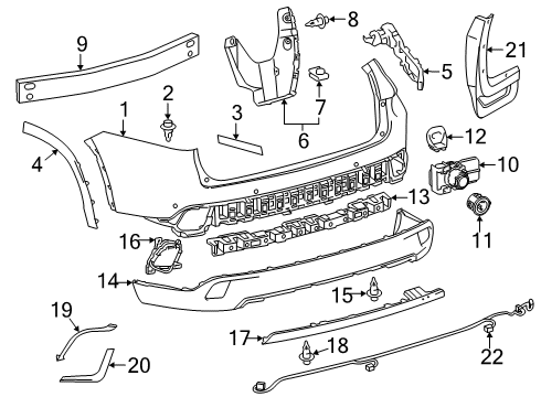2017 Toyota Highlander Rear Bumper Diagram