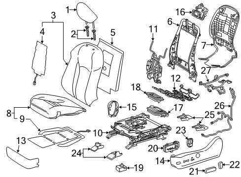 Spring Sub-Assembly, Front Seat Cushion, Passenger Side Diagram for 71051-0E070