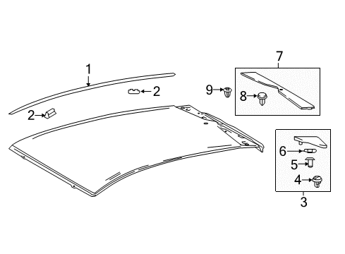 2021 Toyota Prius AWD-e Exterior Trim - Roof Diagram