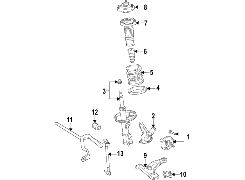 2021 Toyota Prius AWD-e Front Suspension, Lower Control Arm, Stabilizer Bar, Suspension Components Diagram