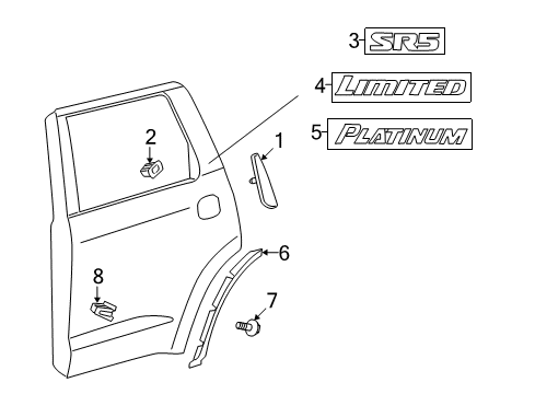 2017 Toyota Sequoia Exterior Trim - Rear Door Diagram
