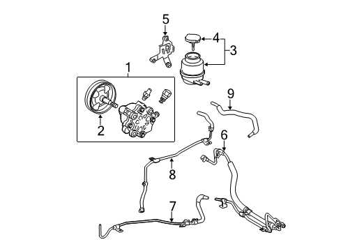 2005 Toyota Avalon P/S Pump & Hoses, Steering Gear & Linkage Diagram