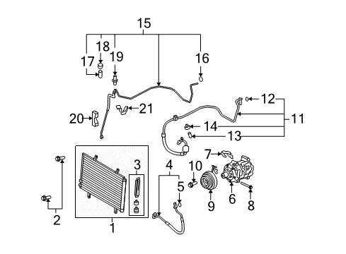 2014 Toyota Venza A/C Condenser, Compressor & Lines Diagram