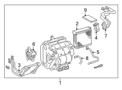 2004 Toyota Avalon A/C Evaporator & Heater Components Diagram