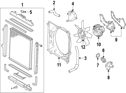 2010 Toyota 4Runner Cooling System, Radiator, Water Pump, Cooling Fan Diagram