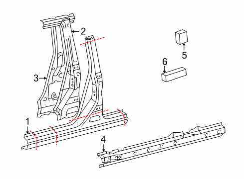 2004 Toyota Highlander Center Pillar & Rocker Diagram