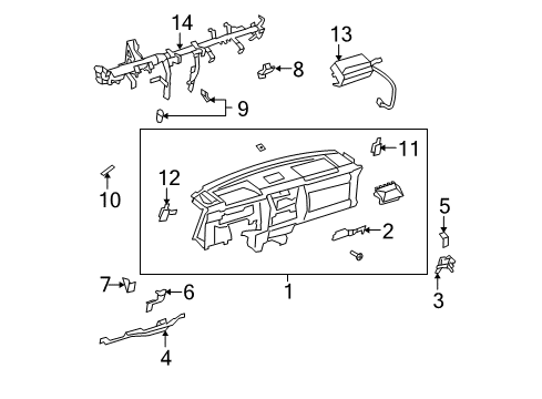 2013 Toyota FJ Cruiser Cluster & Switches, Instrument Panel Diagram