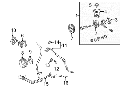 1996 Toyota 4Runner P/S Pump & Hoses, Steering Gear & Linkage Diagram