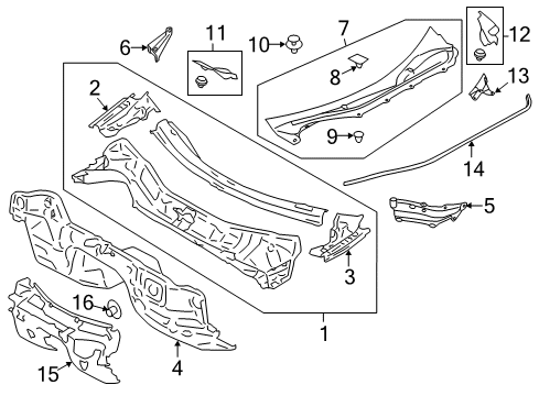 2016 Scion FR-S Cowl Diagram