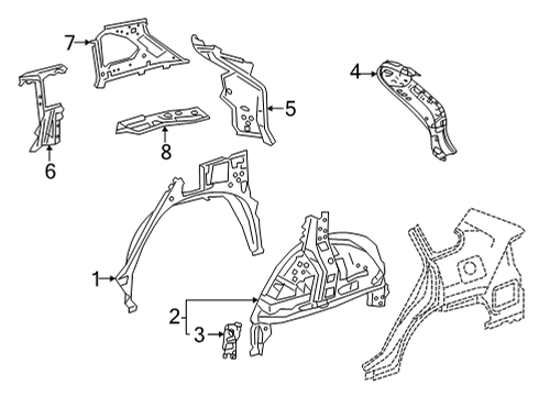 2022 Toyota Corolla Cross Inner Structure - Quarter Panel Diagram