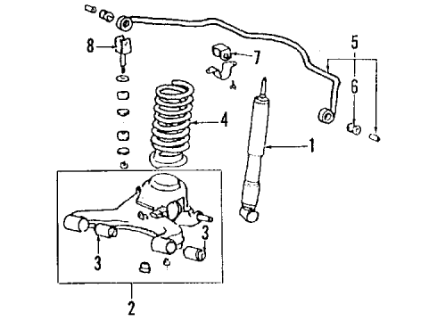 1984 Toyota Cressida Stabilizer Bar & Components - Rear Diagram
