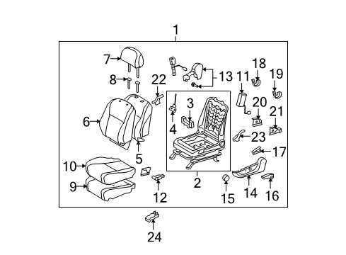 2010 Toyota Highlander Recline Handle, Sand, Driver Side Diagram for 72526-06020-E1